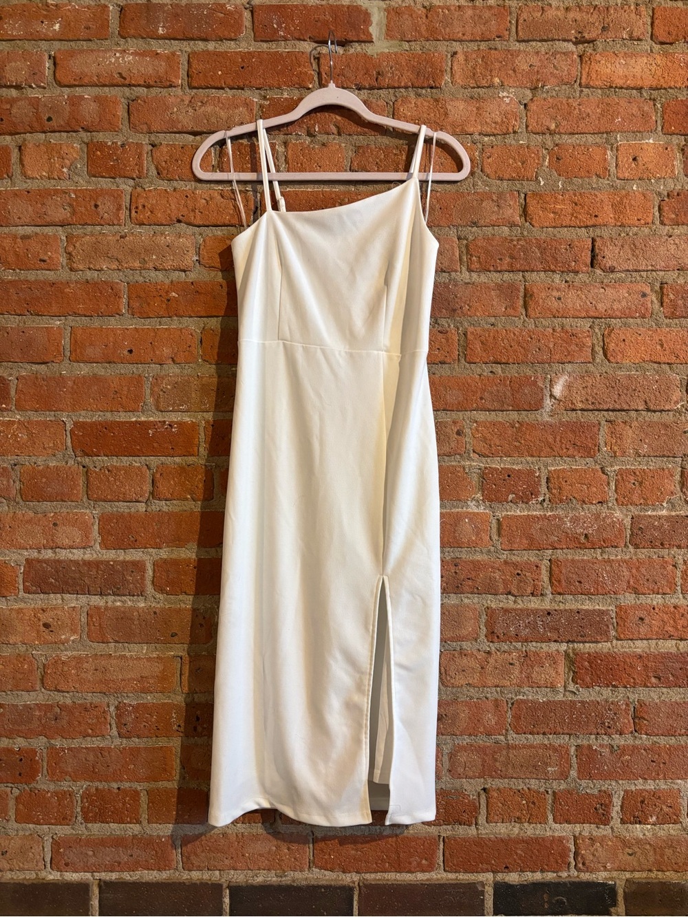 Women’s White Slip Midi Dress with Side Slit